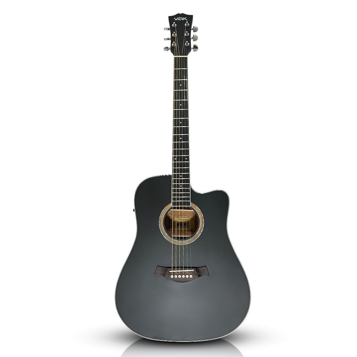 Violão Eletroacústico Voik SERENATA Cor Preto Fosco Folk Cutaway Cordas de Aço C
