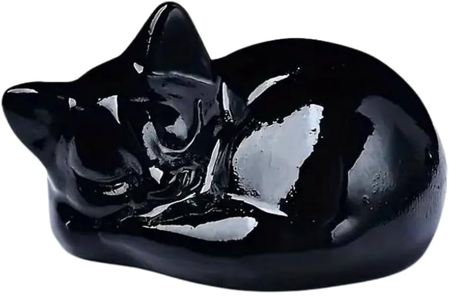 Amazon.co.jp: お昼寝 猫のペーパーウェイト 彫刻（オブシディアン