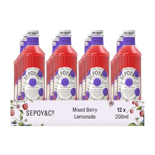 Image of SEPOY & CO. Mixed Berry Lemonade, Premium Cocktail Mixer, Made with Natural Berries & Lemons, Low Calorie, Sparkling Lemonade Mocktail, Pack of 12 X 200 ml