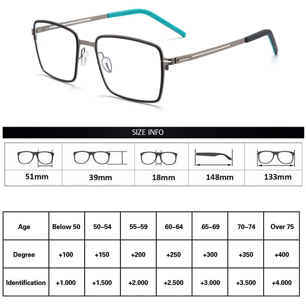 JIETIAN Gafas de Sol fotocromáticas para Hombre de Titanio Puro HD para Uso en Exteriores con Lentes asféricas de Resina 1,56 para Lectura y protección UV,02,+3.75