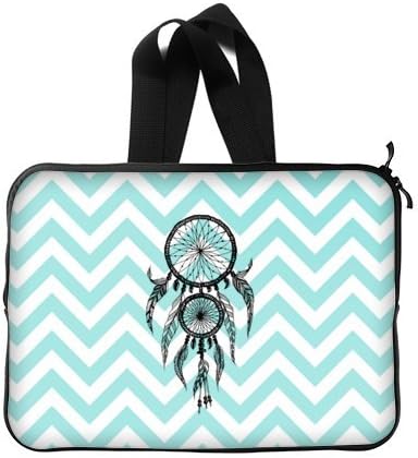 Dreamcatcher Laptop Bag - 15,15.6 Inch Teal White Chevron Dream Catcher Notebook /MacBook Pro/MacBook Air Handle Laptop Sleeve Bag Cover