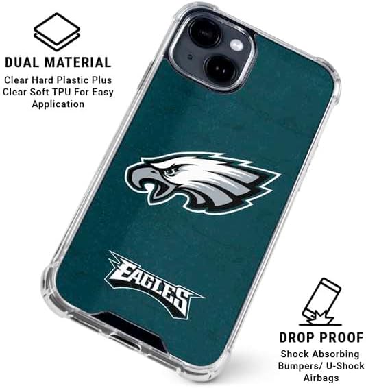 Skinit Clear Phone Case Compatible with iPhone 14 - Officially Licensed NFL Philadelphia Eagles Distressed Design