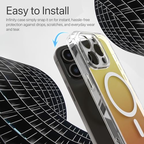 Image of Vaku Luxos TPU Eternity Magpro Back Cover Case For iPhone 15 Pro Max Scratch Resistant Slim Fit Protective Design Military-Grade Protection Compatible With Mag-Safe Wireless Charging-Yellow & Orange