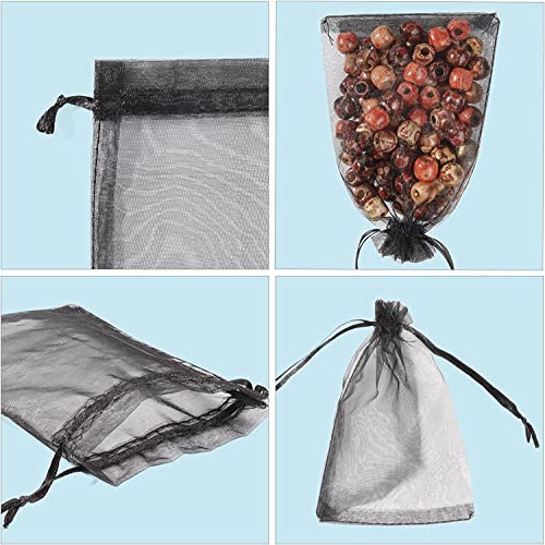 Image of ANZNKU 50PCS Black Organza Bags, Gift Bags Small Size, Sheer Organza Bag 5x7 Inch for Christmas, Mesh Candy Bag, Small Mesh Pouches with Drawstring for Easter Party Wedding Favor