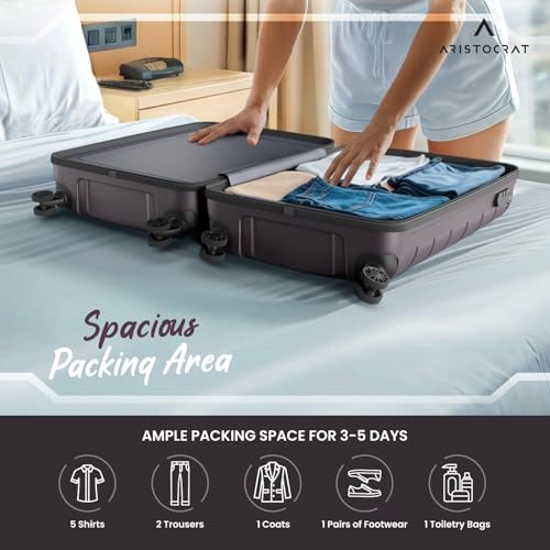 Image of Aristocrat Liberty 8-Wheel Cabin Size Hard Case Trolley Bag, Saddle Brown