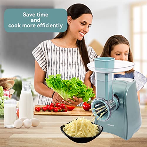 Electric Cheese Grater, Cheese Grater Electric, One-Touch Control Electric Grater Machine For Vegetable, Fruits, Potato, Electric Cheese Shredder, Salad Maker With 5 Free Attachments, Green, Aslatt #TOP1