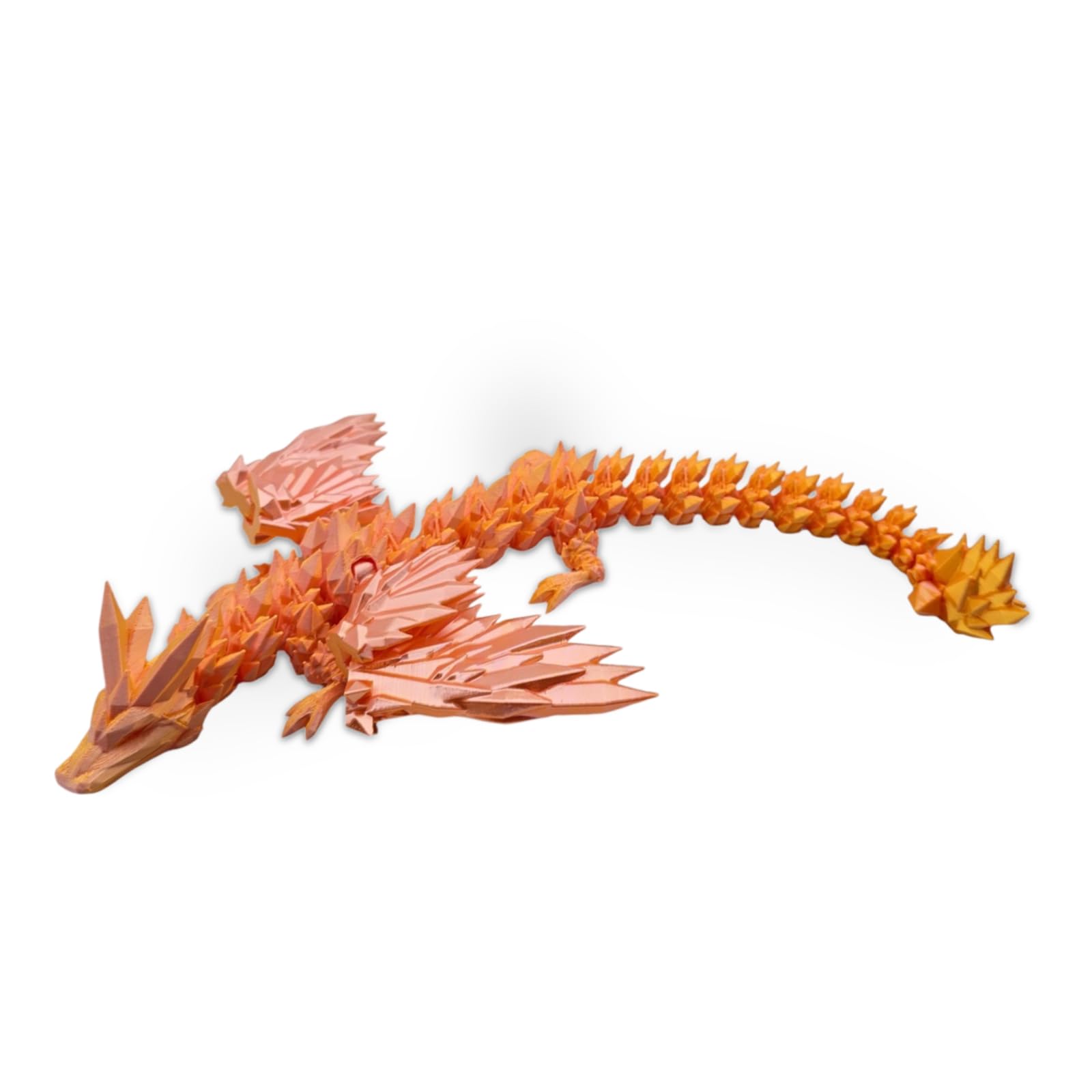 3D Printed Articulated Dragon Toy - 40cm Long with Expandable Wings & Vibrant Gradient Colors - Flexible Fidget Sensory Figure for Kids & Adults (Orange)