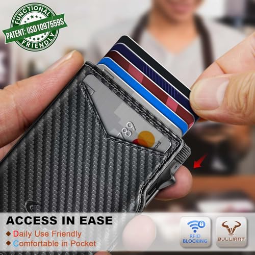 Image of BULLIANT Men Slim Leather Wallet Metal Case Money Clip-Magnetic Closure