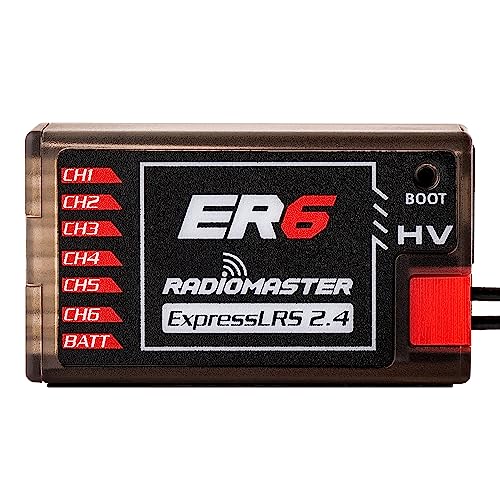 RadioMaster ER6 ELRS PWM Receiver: 2.4GHz 6Ch ExpressLRS Receiver Nano Module for Fixed Wing RC Vehicles by Speedybee