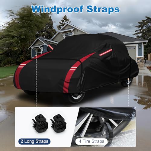 Image of QUNSUNUS 6 Layer Car Cover for Volkswagen Beetle Bug 2 Door 1960-1980 Waterproof All Weather 210D Windproof for VW Beetle Bug Car Cover Hail Protection with Zipper