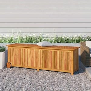 Generisch Gartentruhe mit Rollen 150x50x58 cm Massivholz Akazie,M?Bel,Gartenm?Bel,Ga...