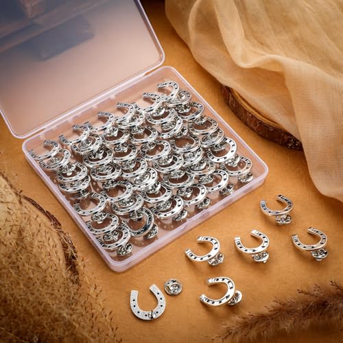 Yinkin 50 Pcs Vintage Lucky Horseshoe Cowboy Western Lapel Pins for Men and Women – Perfect for Parties and Everyday Wear - Image 3