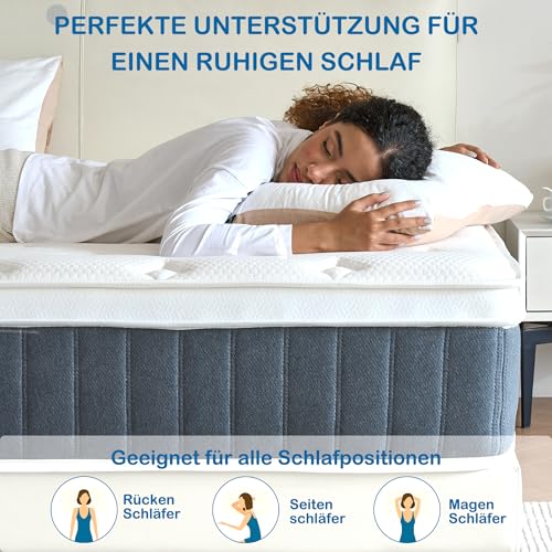 Bednew Matratze 180x200 cm, 26 cm Höhe, H3 Taschenfederkernmatratze – Ansicht 4