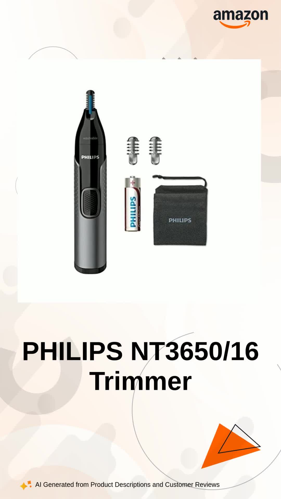 PHILIPS Unisex Nt3650/16 Series 3000 Waterproof Nose And Ear