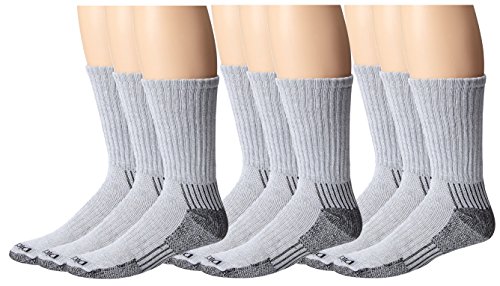 Dickies Men's Heavyweight Cushion with Ankle and Arch Compression Work Crew Socks, Grey, Men 6-12, 3 Pack (9 Pair)