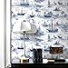 Livelynine Nautical Wallpaper Peel and Stick Vintage Ocean Blue and White French Country Toile Wall Paper Self Adhesive Sea Coastal Mural Vinyl Removable Nautical Contact Paper for Cabinets 17.5x78.8