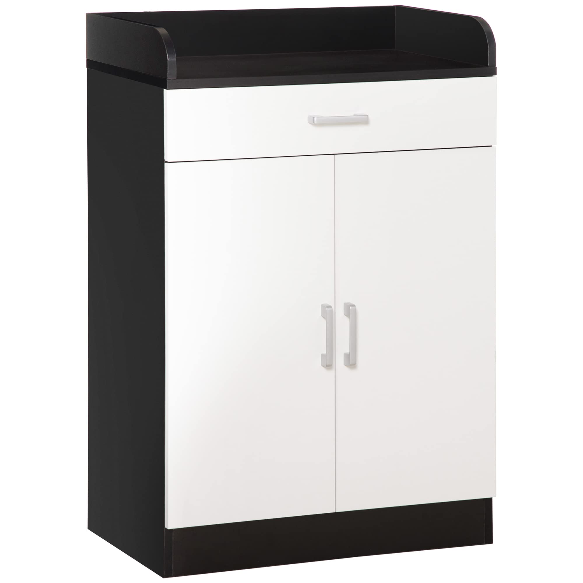 HOMCOM Mobiletto con Cassetto di Legno, con Ripiano Regolabile, Mobiletto da Cucina Salvaspazio, Soggiorno e Anticamera, in Legno MDF, 60x40x90cm, Bianco e Nero