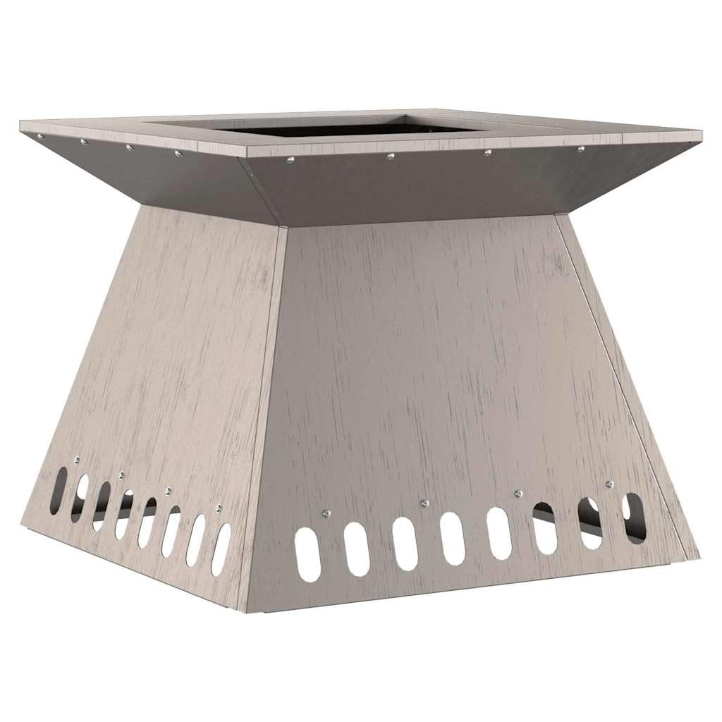 Feuerstelle aus Wetterfeststahl Braun quadratisch 48 x 48 x 40 cm für Holz im Garten Terrasse Balkon, kamin ofen feuerstelle, Wärme und Rauchabzug im Außenbereich