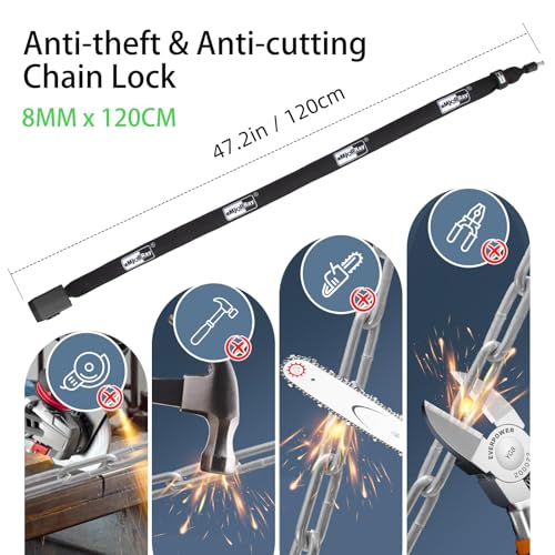 Image of Bike Chain Lock with Alarm E Scooter Lock Anti-Theft Alarm 110dB 8MM 4ft Security Heavy Duty with USB C Cable and 3 Keys for Bike /E Scooter /Motorcycle