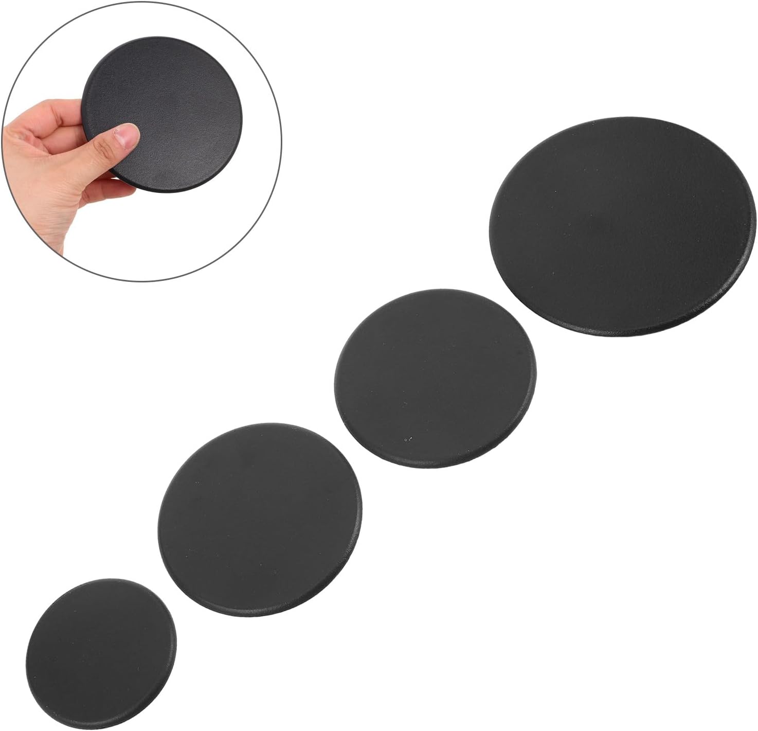 4pcs Universal Gas Stove Burner Head Covers Compatible with Sabaf Flame Caps, Matte Flat Burner Caps Set (100mm+75mm+75mm+55mm) for Household Cooktop Protection and Replacement