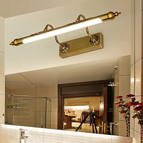 Miroir LED avant rétro avec lampe murale réglable en laiton, éclairage de maquillage sur prise - 3