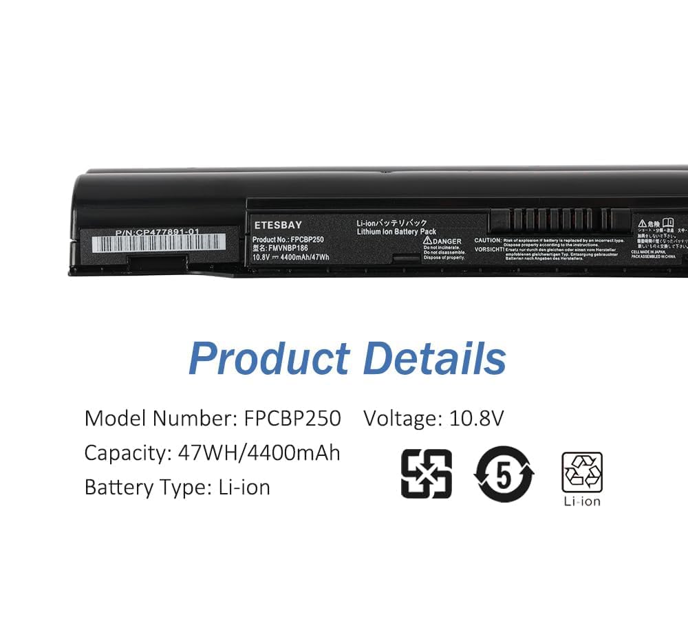 Amazon.com: ETESBAY FPCBP250 10.8V 47WH Laptop Battery Replacement
