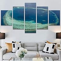 SIGNWIN 5 Panel Canvas Wall Art Modern Art Beach Coastal Expressive Global Multicolor Photography for Home Decorations Ready to Hang - 60