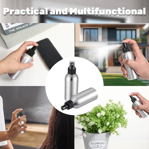 12 Pack Aluminum Spray Bottles 4 Oz Fine Mist Spray Bottles for Travel, Cosmetic, Perfume, Toner, Essential Oil Storage, Leak Proof Metal Small Refillable Bottle4