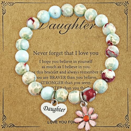 Image of Natural Stone Bracelet Gifts for Daughter Birthday Handmade Bracelet Graduation Christmas Jewelry
