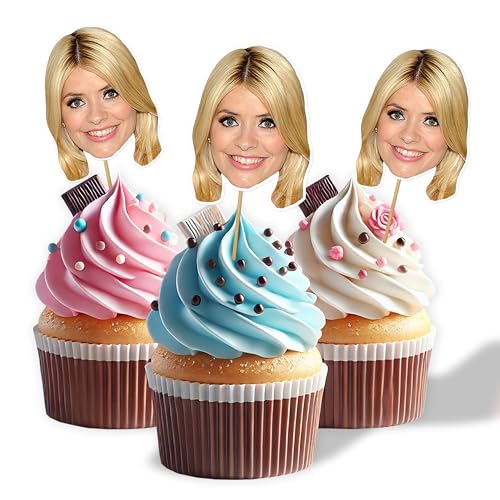 Personalised Cupcake Toppers Birthday Decorations - Customized Photo Face Cake Topper for Birthdays Anniversary Parties (20 Toppers)