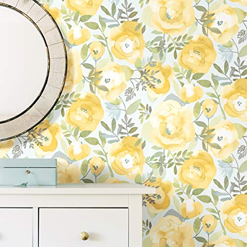 Nuwallpaper Nu3036 Peachy Keen Peel & Stick Wallpaper, Yellow #TOP1