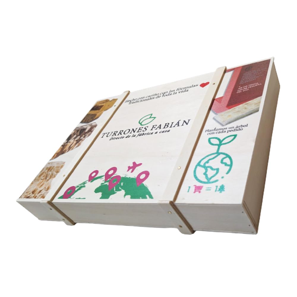 Lote de 3 Turrones Artesanos en Caja de Madera (Jijona, Alicante y Chocolate con Almendras) 3x300g (900g total)
