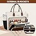 LOVEVOOK 17 Inch Laptop Tote Bag for Women, Teacher Nurse Work Bags, Laptop Bag With Large Cup Holder, Professional Briefcase Business Computer Purses Handbag, Black-Beige-Brown