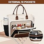 LOVEVOOK Teacher Tote Bag for Women Work, Laptop Bag With Large Cup Holder, Nurse Bags Professional Briefcase Business Computer Purses Handbag Gifts, Black-Beige-Brown, 15.6 Inch - Image 3