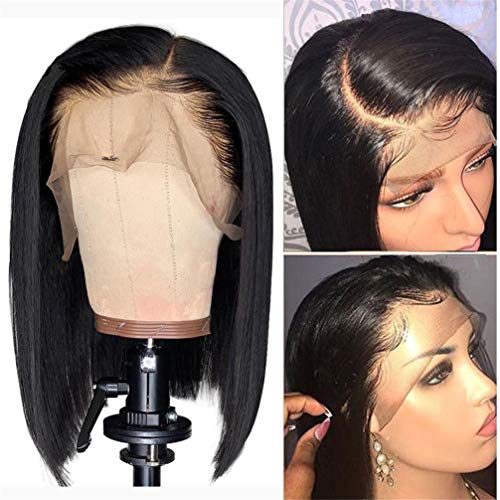 Perruque lace front synthétique bob noir 24 pouces avec cheveux de bébé naturels pour femme