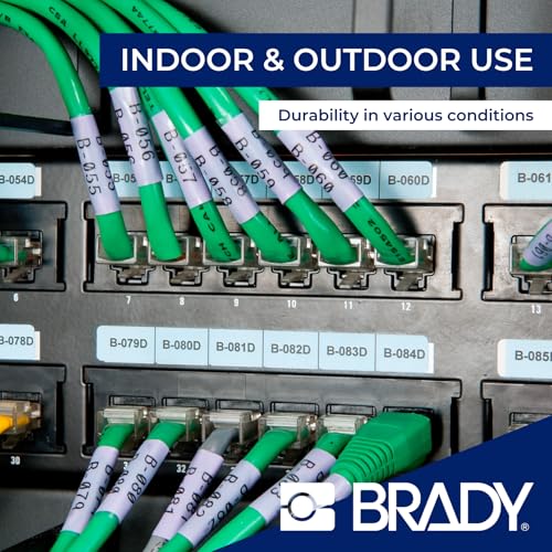Image of Brady Authentic (M5-33-427) Self-Laminating Vinyl Wrap Around Labels 4 inch H x 1.5 inch W Black on White, Clear, 70 Labels. for use with the BMP51 and M511 Label Printers