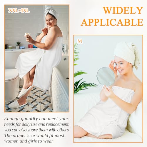 Image of Tigeen 4 Pcs Spa Wrap Towel Wrap for Women Spa Robe with Adjustable Closure Elastic Top Lightweight Wraps for Bath Shower (White,L-XL)