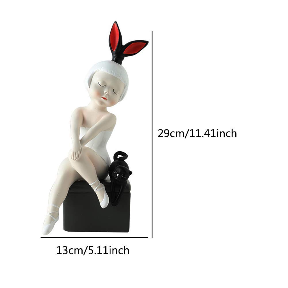 Elegancka figura statua Ornament dziewczyna księżniczka rzeźba moda biurko do salonu pokój dziecięcy dekoracja sypialni prezent, C