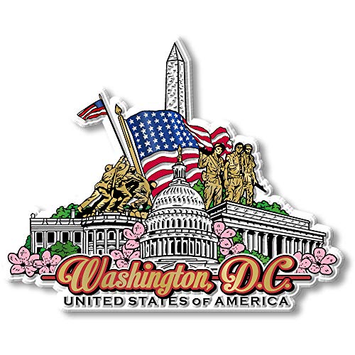 Washington, D.C. Magnet by Classic Magnets, 3D Rubber Vintage-Style Collectible Souvenirs and Gifts Made in The USA, 4.4" x 3.6"