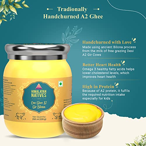 Image of Himalayan Natives A2 Gir Bilona Cow Ghee 250ml | 100% Pure and Natural | Traditional Bilona Method | Curd Churned | Grass-Fed Desi A2 Gir Cow Ghee | Rich In Taste & Aroma