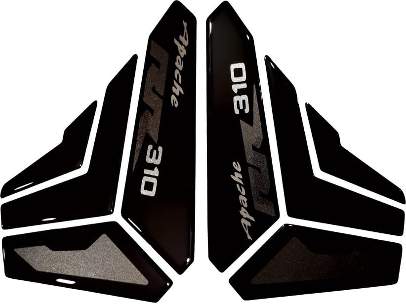 Image of Apache RR310 Motorcycle Side Knee Pad Decals and Stickers, Red and Black (Silver)