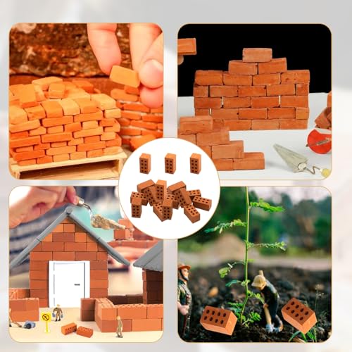 50 Stück Mini Ziegelsteine zum Mauern Kinder Miniatur Ziegelsteine Mini Bricks Modellbau Steine Mini Ziegel Rote für DIY Puppenhaus Fairy Garten Dekoration 2 x 1 x 1cm