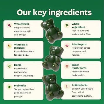 Gruns Greens + Nutrops Mushroom + Kids Multivitamin Gummies 3x28
