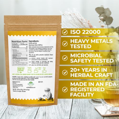 Image of 30 Bags Agrimony Herb Dried Cut Agrimony Flower Tea (Agrimonia Eupatoria L.) - 30 Count 1.5g Tea Bags Agrimonia Flor De Hierba De San Guillermo