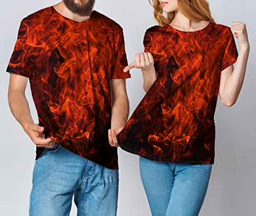 Yasswete Men's Women's Flame T-Shirts Unisex Fire Graphic Tees Cool 3D Fashion Shirts Red Shirts For Young Adults Teens Size Xl #TOP2