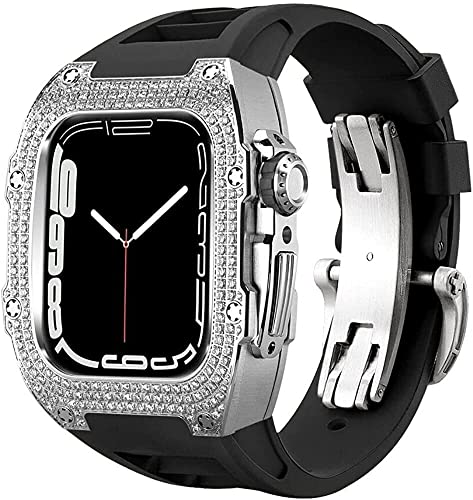 Bracelet Apple Watch 44mm 45mm GUMMMY caoutchouc fluoroélastomère acier