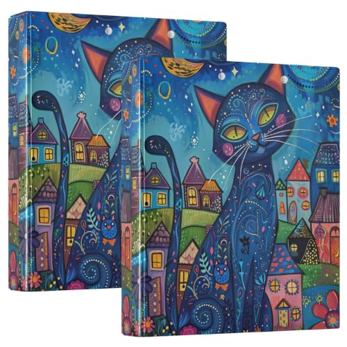 Classeur de bureau chat bleu à anneaux pour trier vos documents sans les corner