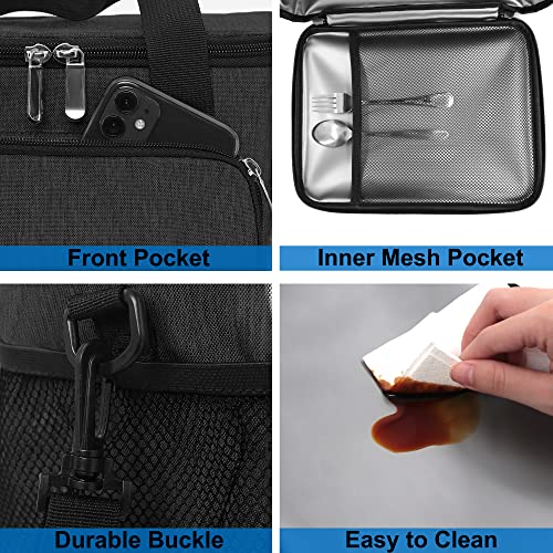 Femuar Lunch Bags For Women/Men, Insulated Lunch Bag For Work Office Picnic - Lunch Cooler Bag Leakproof Lunch Box With Adjustable Shoulder Strap - Charcoal #TOP5