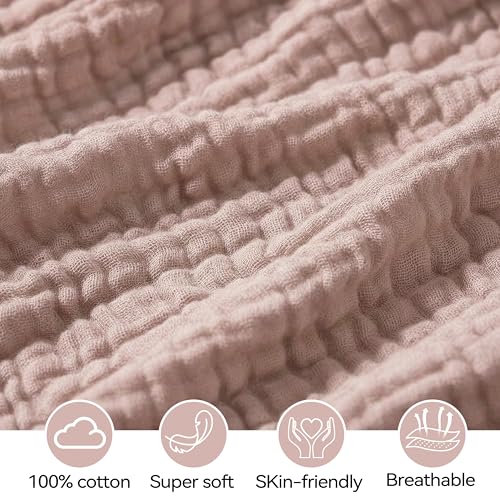 Image of Muslin Bassinet Sheet Compatible with Halo BassiNest Swivel Sleeper - 100% Cotton Hourglass & Peanut Shape Mattress Pad Cover (30 inchx18 inch), Breathable & Soft, Boho (1 Pack Pink)