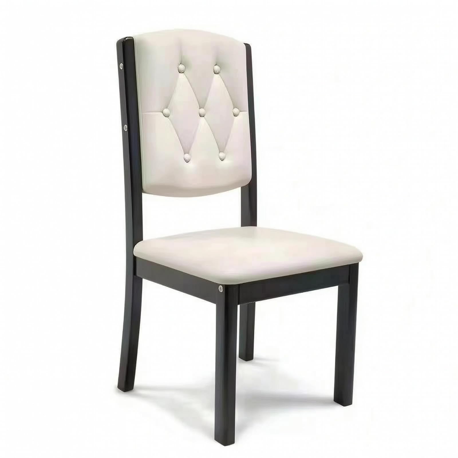 Chaise de Salle à Manger en Bois Massif Chaise Rembourrée Chaise Dossier Ergonomique Chaise sans Accoudoirs en Bois de, Noir, Blanc, Style to 1